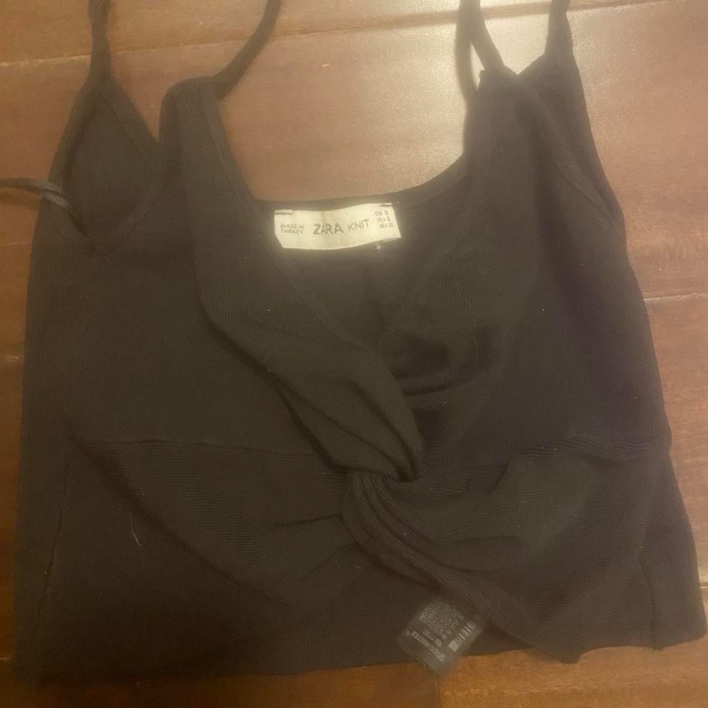 Zara Black Sleeveless Tie Front Camisole